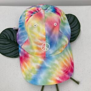 Claire's Tie Dye Embroidered Peace Sign Adjustable Strap Back Youth Baseball Hat